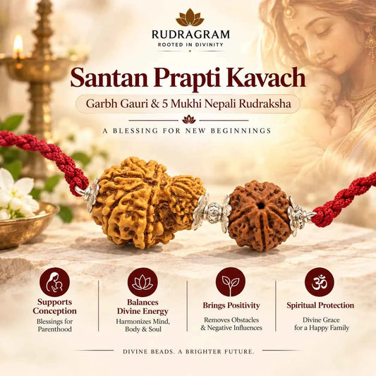 Santan Prapti Kavach – Garbh Gauri & 5 Mukhi Nepali Rudraksha
