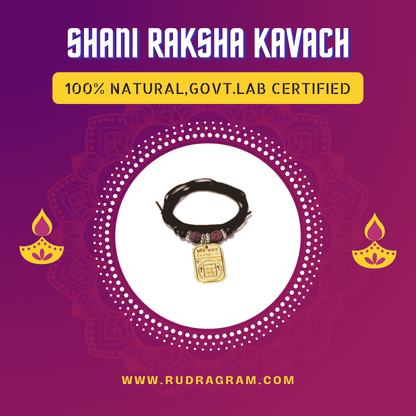 Shani Raksha Kavach bracelet with natural materials and government lab certification for protection