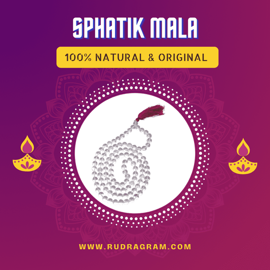 Sphatik Mala made from natural crystal with a unique spiral design, perfect for spiritual practices
