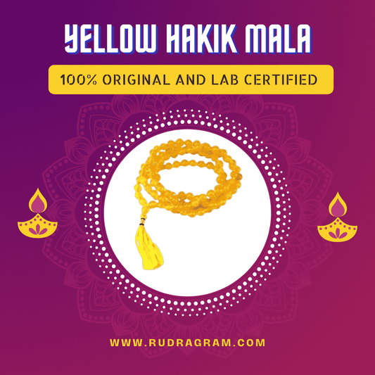 Yellow Hakik Mala with a tassel, 100% original and lab certified for spiritual use