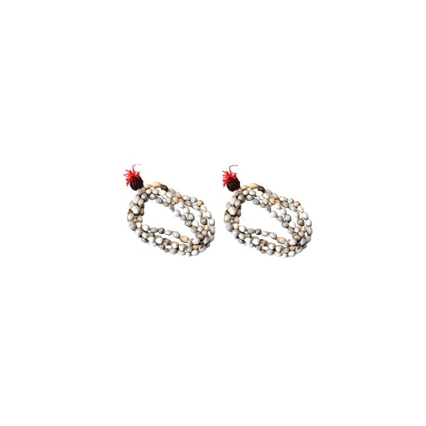 Original Vaijanti Mala made of natural beads with a vibrant red tassel for spiritual practices