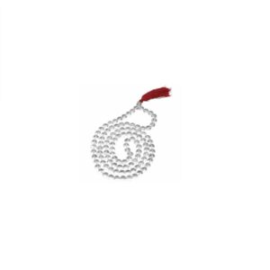 RudraGram Sphatik Mala with Clear Quartz Beads and Red Tassel for Meditation and Spiritual Practices