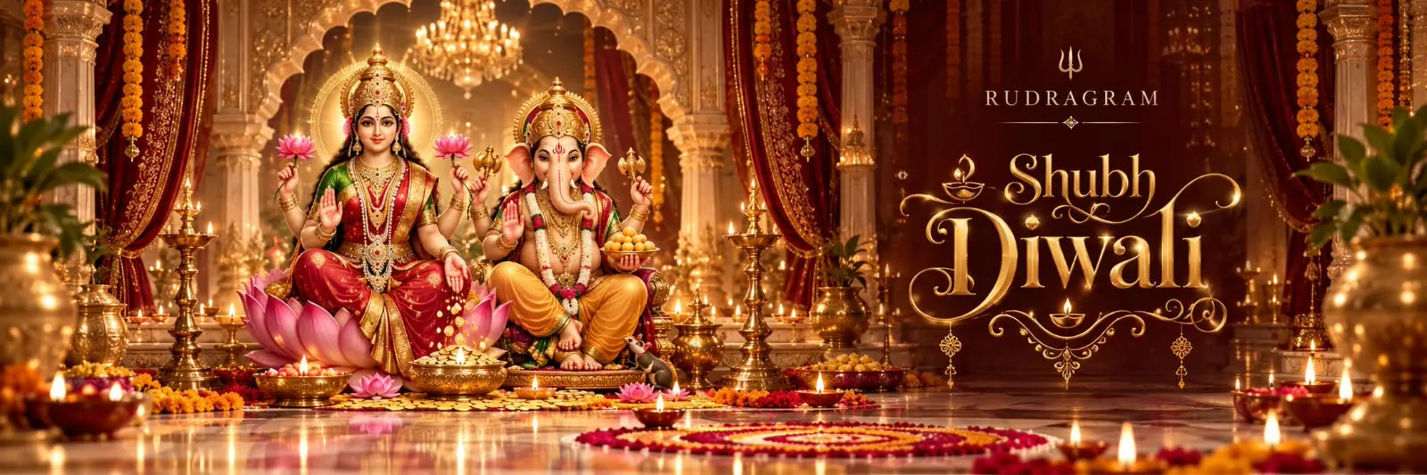 RudraGram Shubh Diwali greeting with Goddess Lakshmi and Lord Ganesha